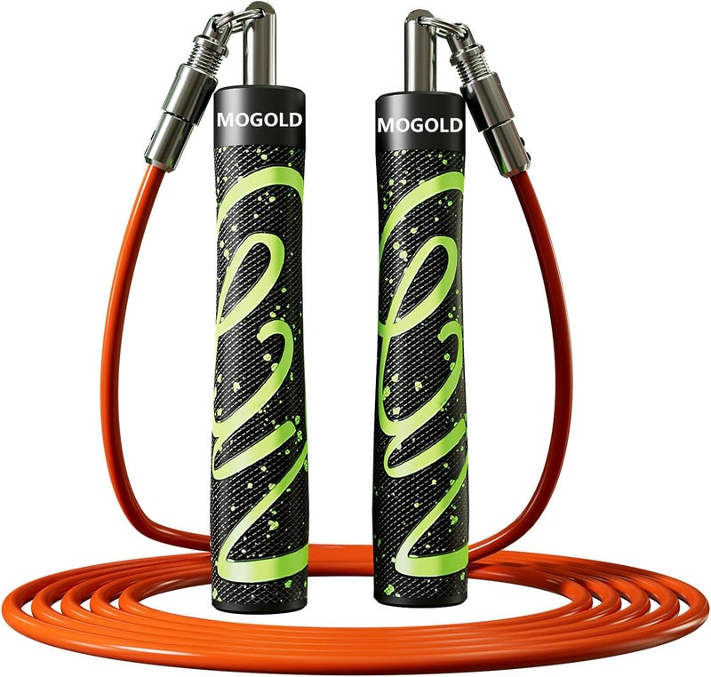 MOGOLD Weighted Jump Rope for Men Women -Interchangeable 1/5lb 1/4lb 1/2lb Heavy jump ropes - 360 Degree Spin - Length Adjustable,Ergonomics Leather Grip Skipping Rope for Fitness Weight Loss & More - Image 1
